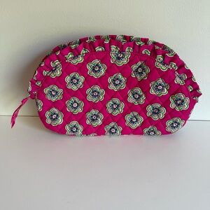 Vera Bradley Large Ruffle Cosmetic Bag Pink Floral Quilted